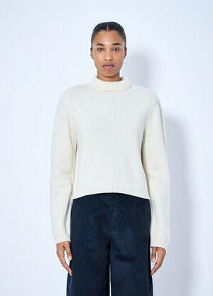 RÓHE Statement Shoulder Cropped Turtleneck Cream roe0265015