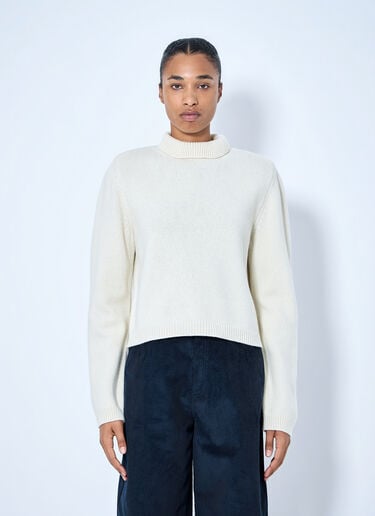 LN-CC® - RÓHE: Statement Shoulder Cropped Turtleneck - Cream RÓHE Statement Shoulder Cropped Turtleneck Cream roe0265015