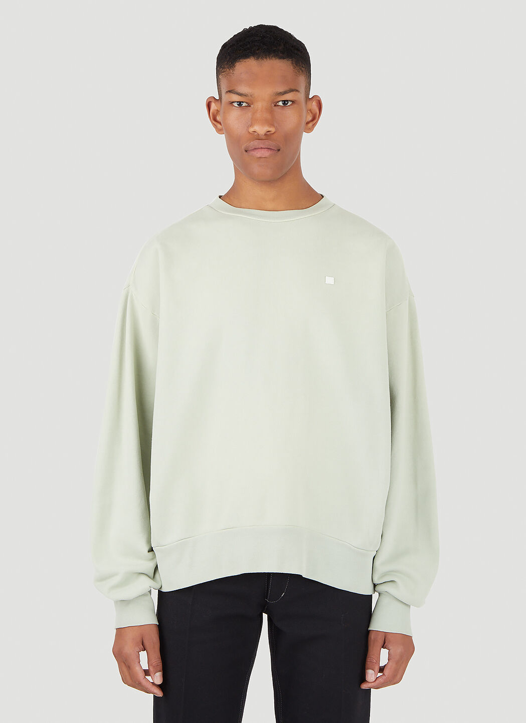 Acne Studios Oversized Logo Patch Sweatshirt in Light Green LN CC
