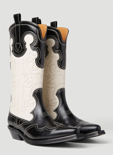 GANNI Embroidered Western Boots Black gan0252039