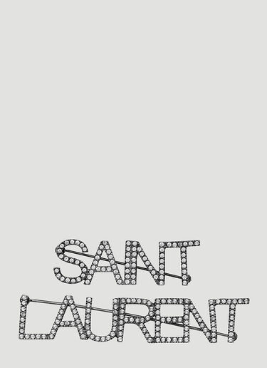 Saint Laurent Set of Two Logo Hair Pins Silver sla0247083