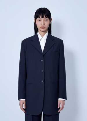Jil Sander Single-Breasted Wool Blazer Dark Blue jil0266001