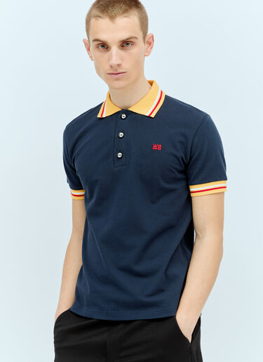 Wales Bonner Sun Polo Shirt Navy wbn0156003