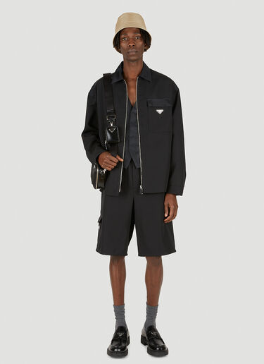Prada 徽标铭牌短裤 黑 pra0147073