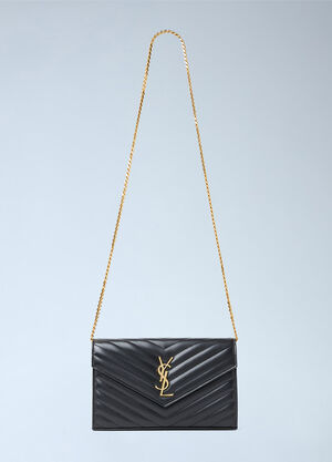 Saint Laurent Cassandre Matelasséレザー ウォレットチェーン ブラック sla0253114