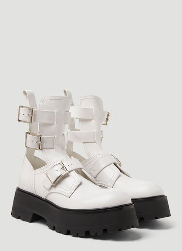 Alexander McQueen Buckle Fastening Ankle Boots White amq0248023