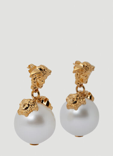 Versace 美杜莎珍珠吊式耳环 金色 vrs0250027