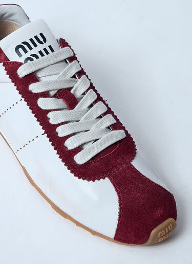 Miu Miu Plume Leather and Suede Sneakers White miu0259029