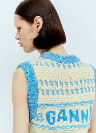 GANNI Graphic O-Neck Vest Blue gan0256001