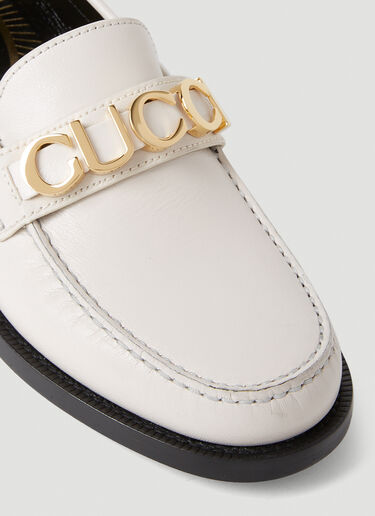 Gucci Logo Plaque Loafers White guc0252089