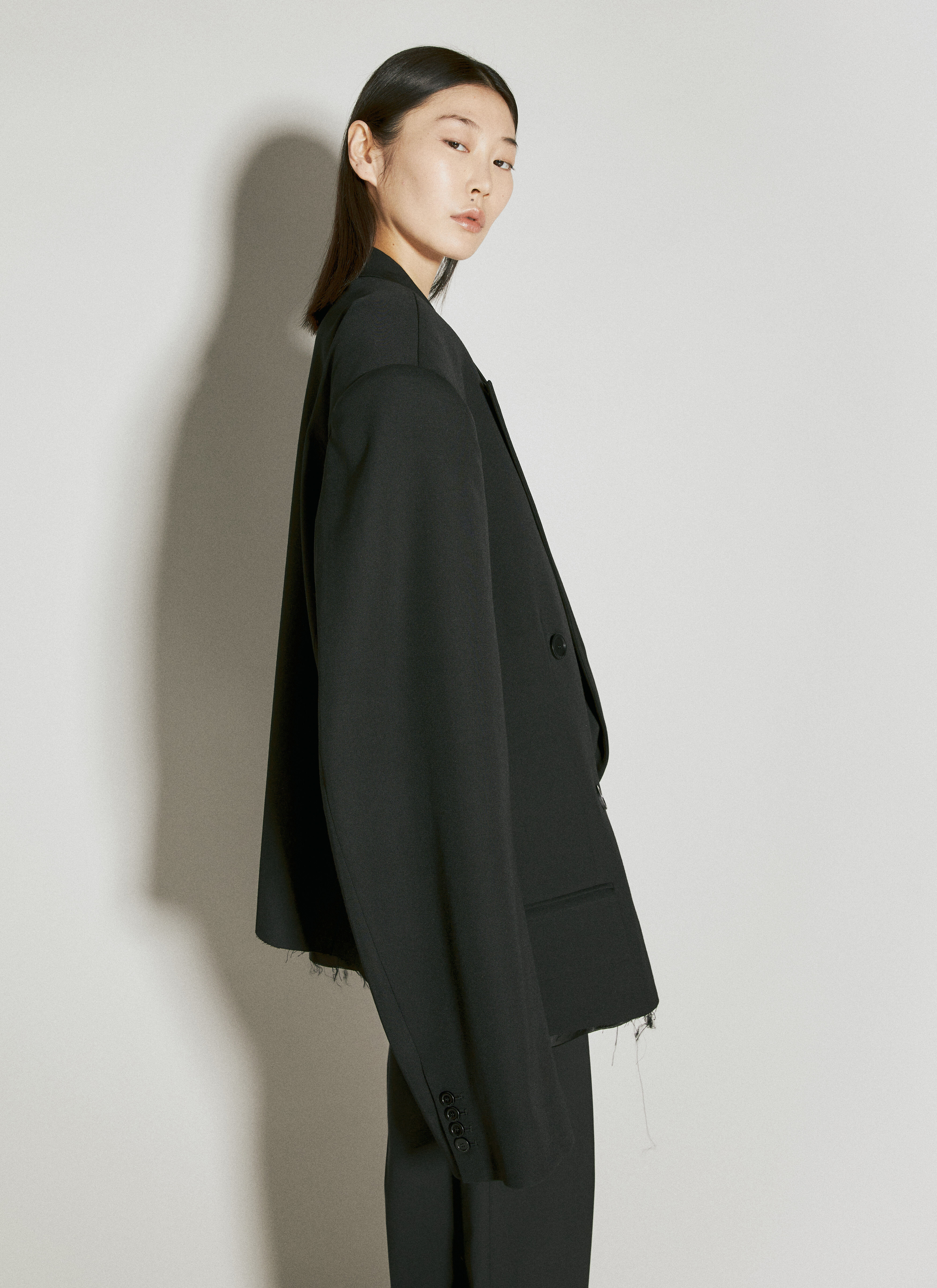 Balenciaga Women's' Cropped Wool Blazer in Black | LN-CC®