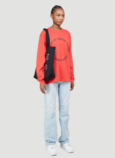 Silent Sound Logo Print Long T-Shirt Red sls0338005