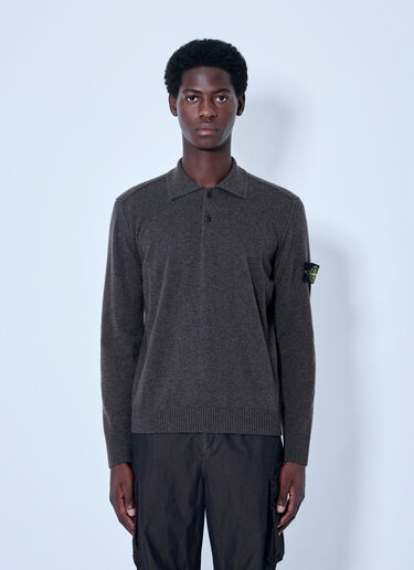LN-CC® - Stone Island: Long Sleeve Polo - Brown Stone Island Long Sleeve Polo Brown sto0165011
