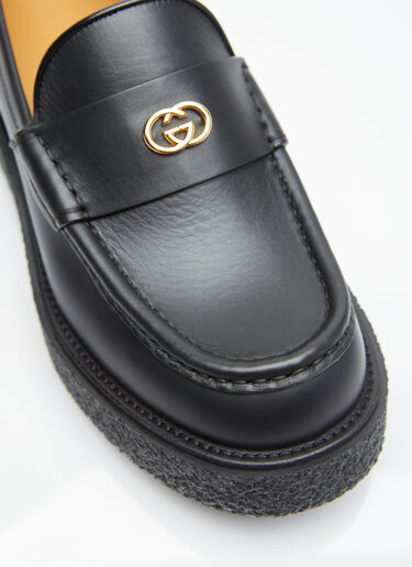 Gucci Logo Plaque Leather Loafers Black guc0155072