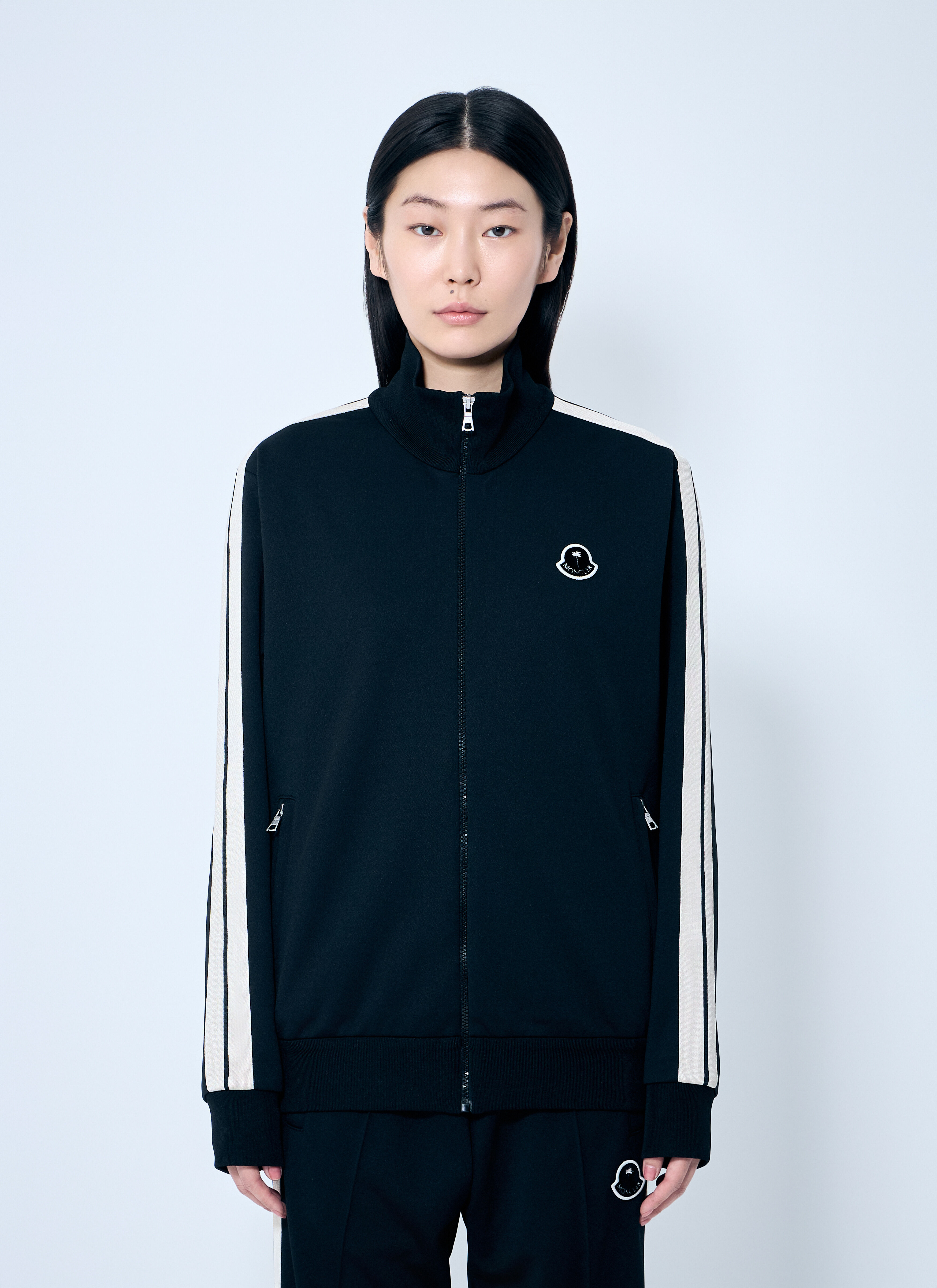 美品　MONCLER ブラック ジップアップカーディガン MONCLER モンクレール ジップアップ カーディガン ブラック