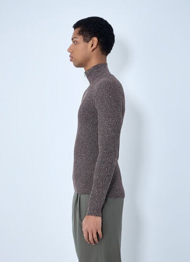 Prada High Neck Zip Sweater Brown pra0163055