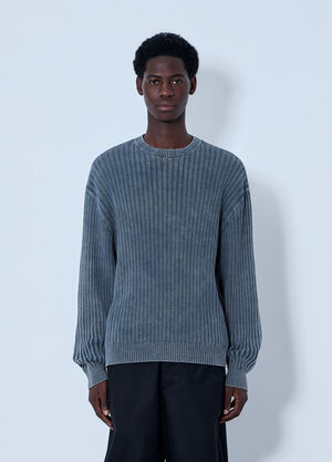 Balenciaga Ribbed Knit Sweater Light Blue bal0164003