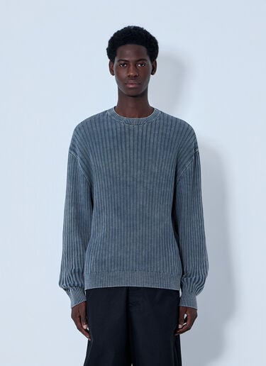 Balenciaga Ribbed Knit Sweater Light Blue bal0164003