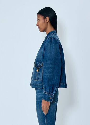Chloé Gathered Denim Jacket Blue chl0263036