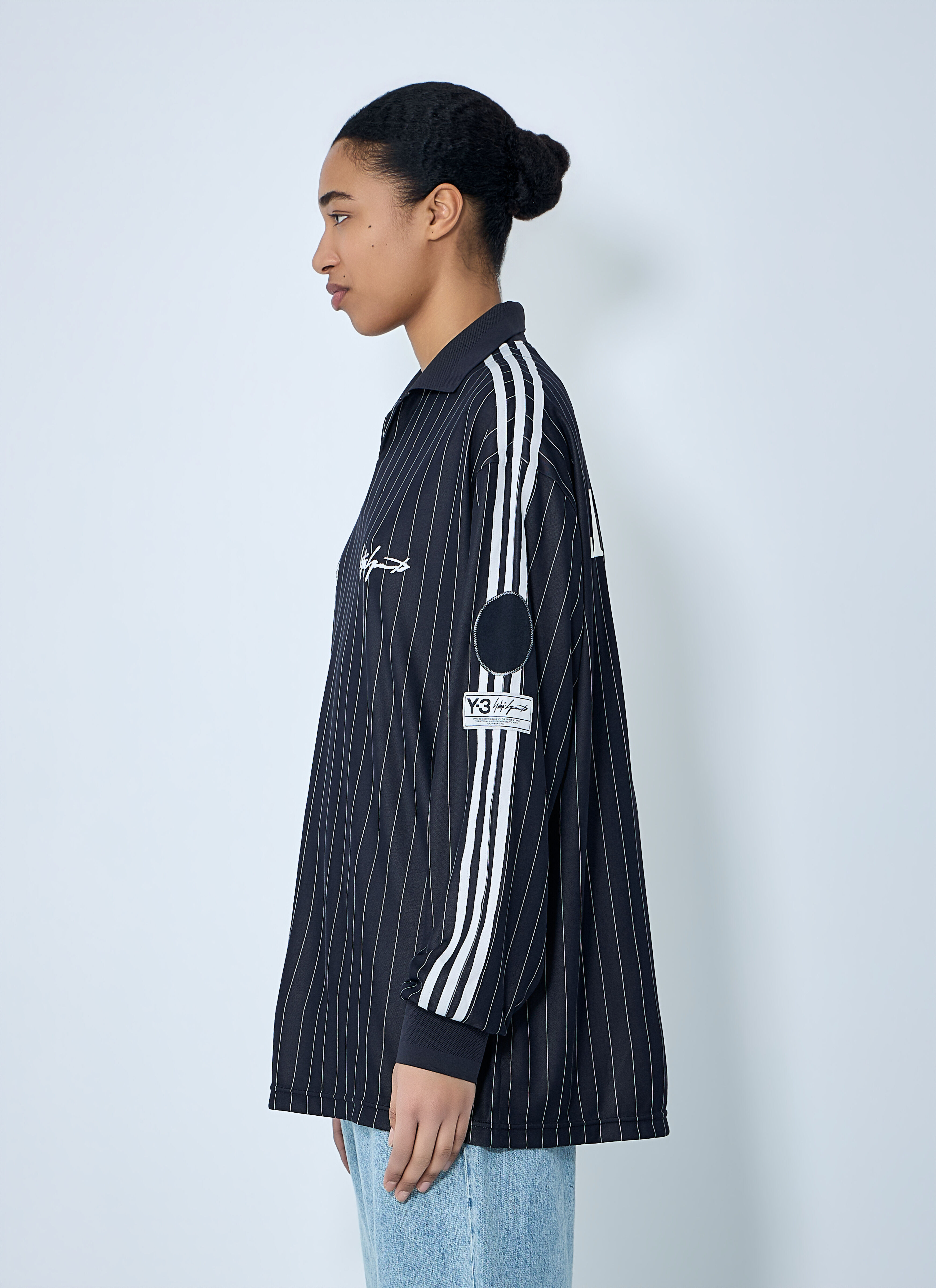 Y-3 レディース ストライプ長袖ポロシャツ の ブラック | LN-CC®