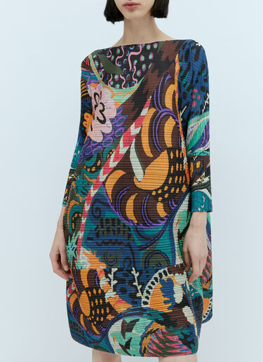 Graphic Pleated Dress Pleats Please Issey Miyake Graphic Pleated Dress Multicolour plp0254003