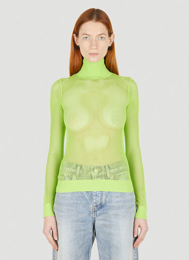 Balenciaga Mesh Roll Neck Top Green bal0247035