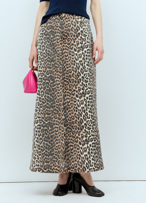Entire Studios Leopard Denim Maxi Skirt Purple ent0254008