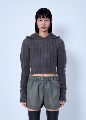 Rick Owens Long Sleeve Cropped Hooded Top Grey ric0266006