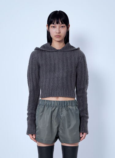LN-CC® - Rick Owens: Long Sleeve Cropped Hooded Top - Grey Rick Owens Long Sleeve Cropped Hooded Top Grey ric0266006