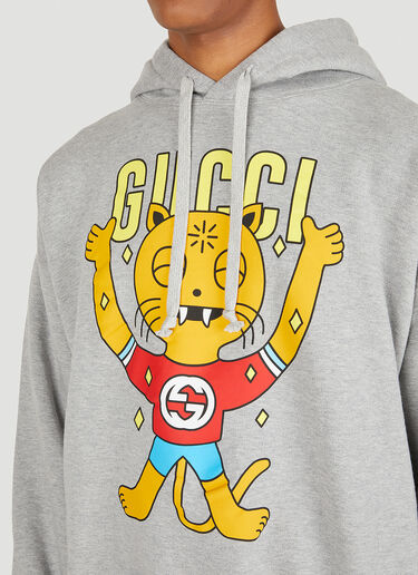 Gucci Cat Print Hooded Sweatshirt Grey guc0150106