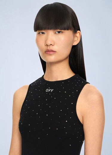 LN-CC® - Off-White: OW X Swarovski Ribbed Rowing Dress - Black Off-White OW X Swarovski Ribbed Rowing Dress Black ofw0264458