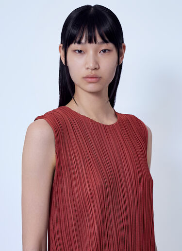LN-CC® - Pleats Please Issey Miyake: September Pleated Midi Dress - Red Pleats Please Issey Miyake September Pleated Midi Dress Red plp0266026