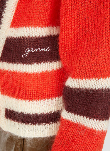 GANNI Striped Cardigan Red gan0251092