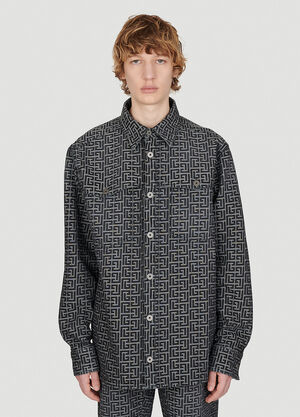 Jil Sander Jacquard Monogram Denim Shirt Black jil0153003