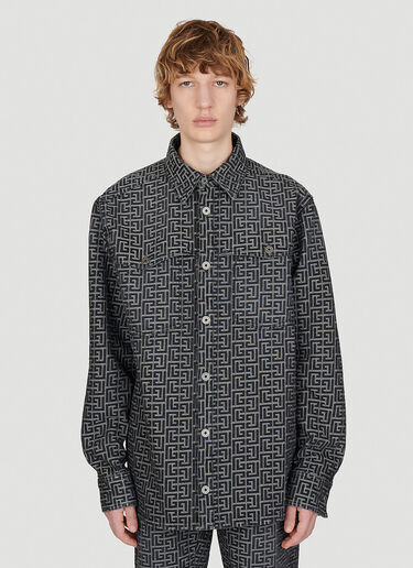 Balmain - Monogrammed Jacquard Denim Shirt