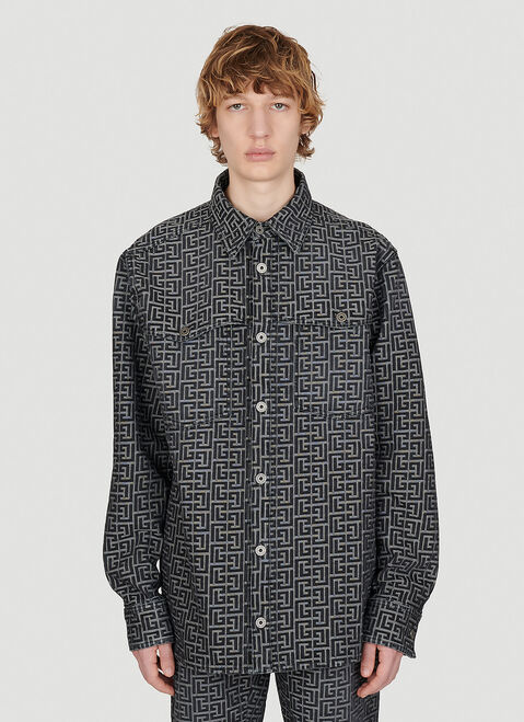 Yohji Yamamoto Jacquard Monogram Denim Shirt Black yoy0152010