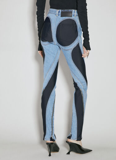 Mugler Slited Bi-Material Spiral Jeans Blue mug0254014