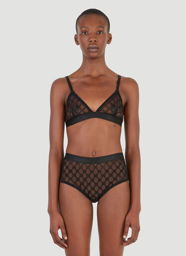 Gucci Women's GG Supreme Tulle Lingerie Set in Black