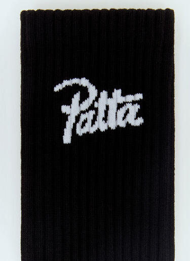 Patta 文字徽标运动袜两件装  黑色 pat0156015