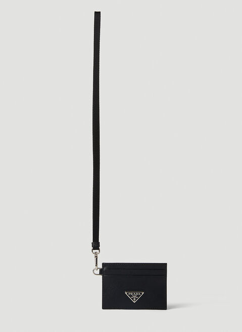 Prada Logo Plaque Lanyard Card Holder Beige pra0153013