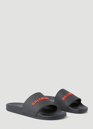 Balenciaga Logo Pool Slides Black bal0147068