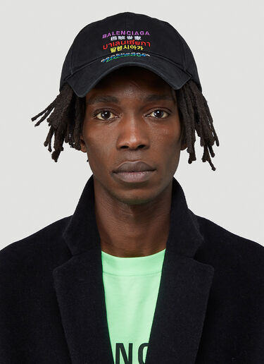 Balenciaga Multilanguages Baseball Cap Black bal0143052