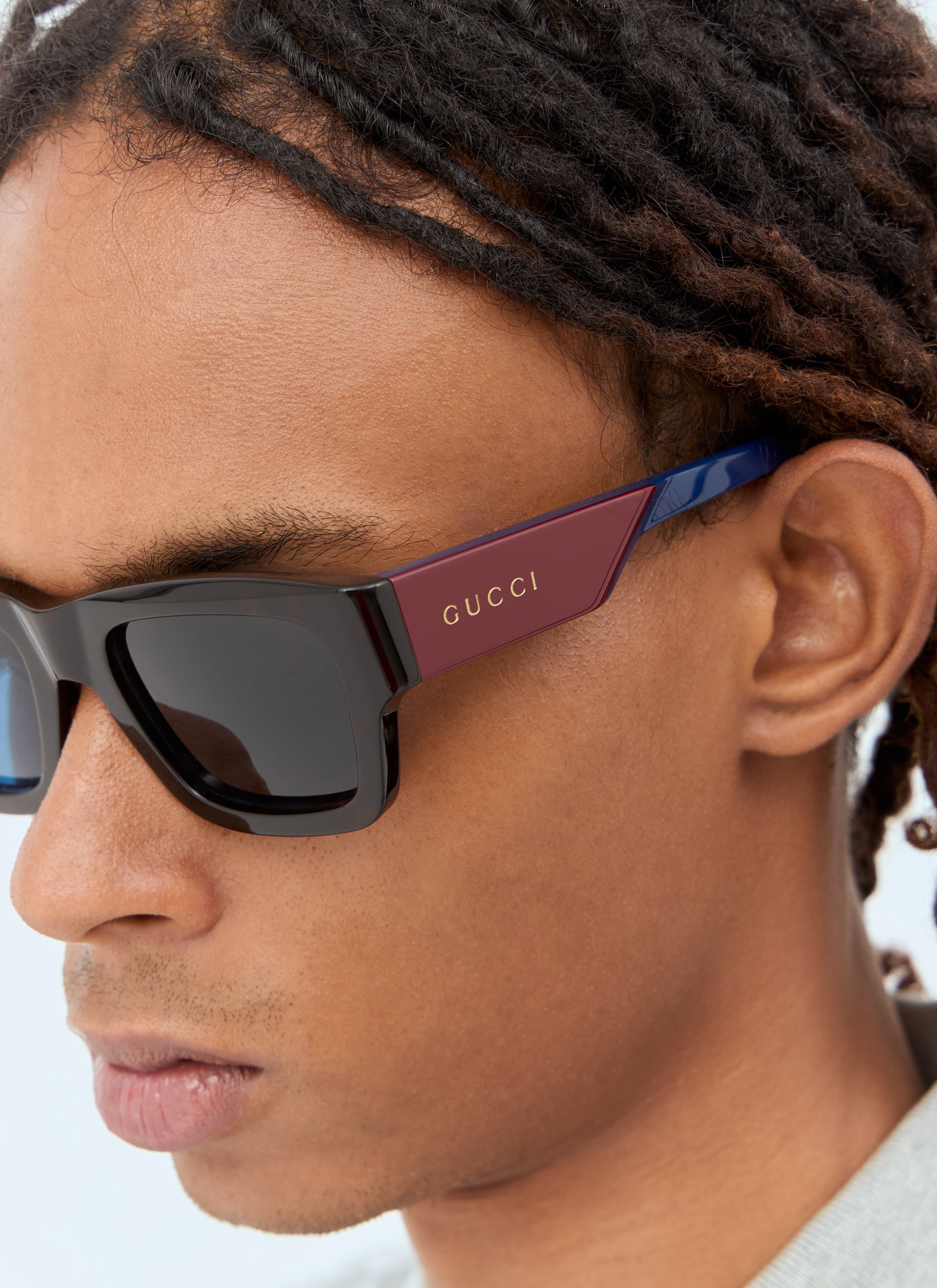 Gucci メンズ レクタンギュラーフレームサングラス の ブラウン