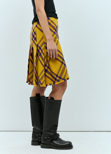 Burberry 格纹羊毛短褶裙 黄色 bur0254016