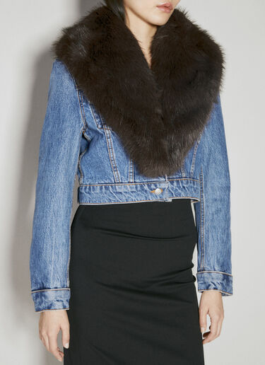 Alexander Wang Faux-Fur Collar Denim Jacket Blue awg0254009