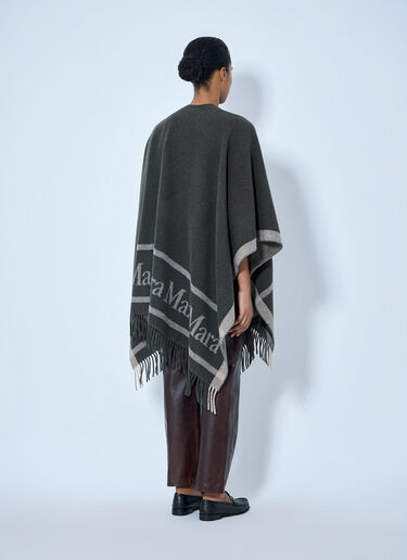 Max Mara Fringed Wrap with Logo Detail Grey max0265090