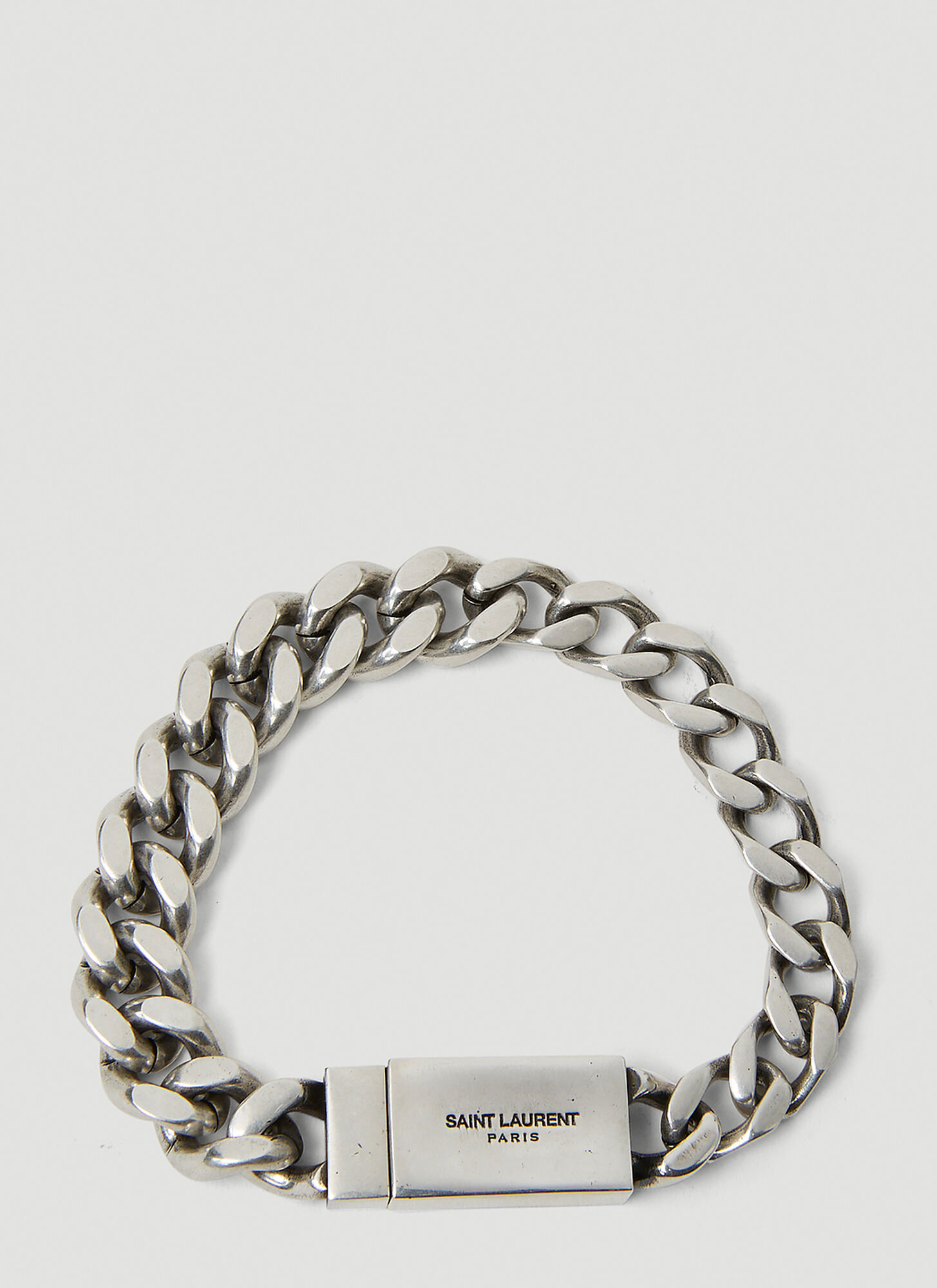Saint Laurent Curb-chain Bracelet In Silver