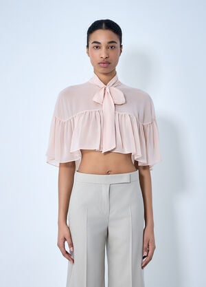 Max Mara Silk Chiffon Cropped Blouse Pink max0264041