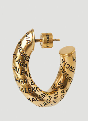 Balenciaga Logo Engraved Earrings Gold bal0249098