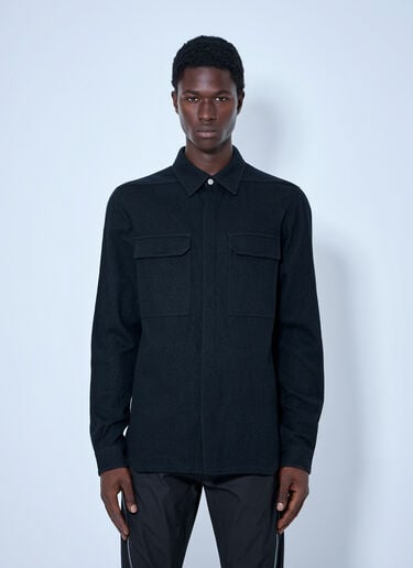 LN-CC® - Rick Owens: Wool Blend Overshirt - Black Rick Owens Wool Blend Overshirt Black ric0165070